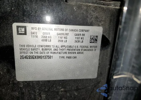 2017 Buick Regal Premium z USA, uszkodzony, nr VIN 2G4GS5GX8H9137581